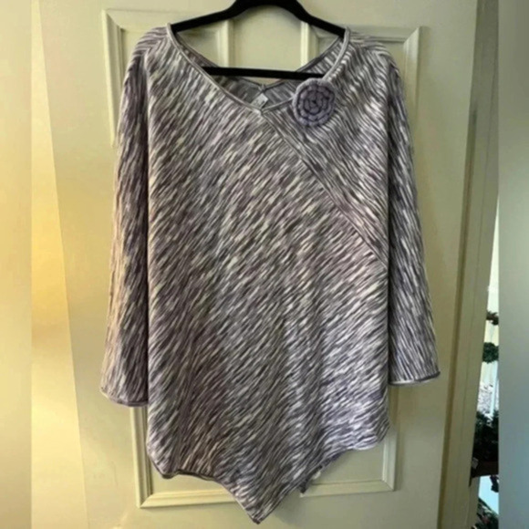 Currency Jackets & Blazers - Currency Purple and White Asymmetrical Poncho/Cape